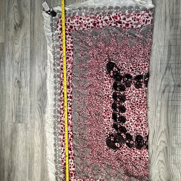 Zadig & Voltaire Red, Black & Gray Printed Silk Scarf - Picture 11 of 12